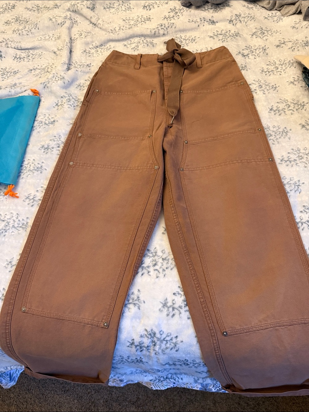 We The Free Brown Cargo Pants with Waist Tie
